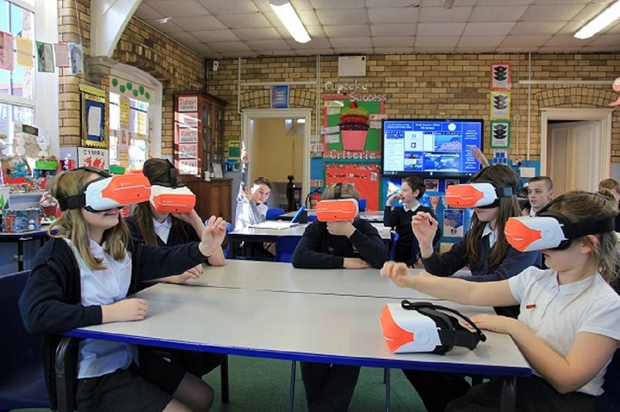 Students using ClassVR Headsets