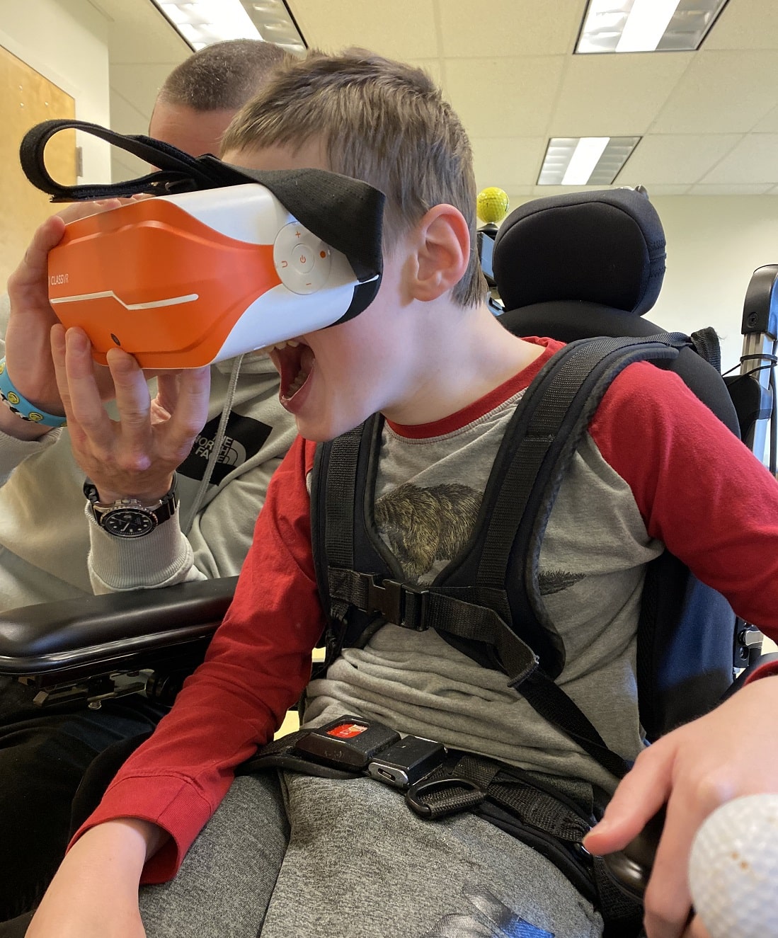 Student engaged in VR